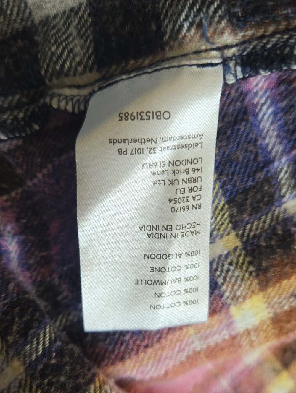 BDG Mixed Plaid Button-Down Shirt Jacket in Purple, Black and Cream - Picture 8 of 9